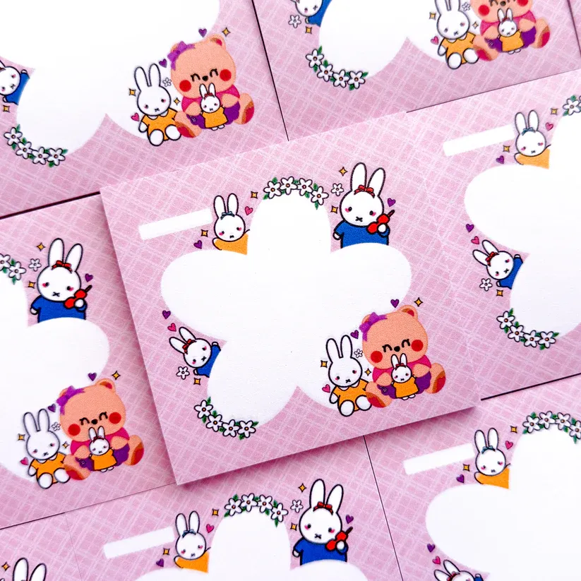 Bear Berries &amp; Bunny Flowers Pink Sticky Notes