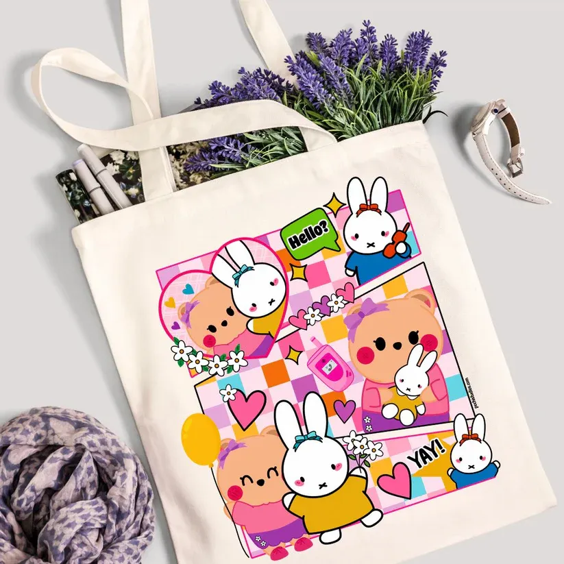 Bear Berries &amp; Bunny Tote Bag