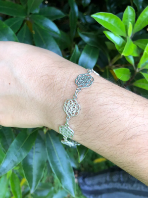 B301 - Sterling Silver Seed of Life Charm Bracelet