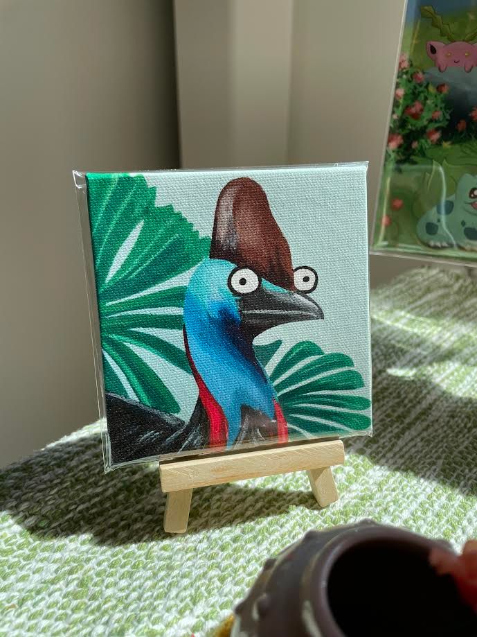 Cassowary Canvas 4x4&quot; with stand