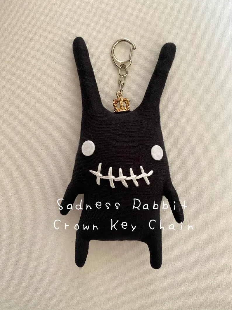 Mini Plush Key Chain Crown Black
