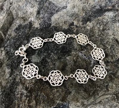 B301 - Sterling Silver Seed of Life Charm Bracelet