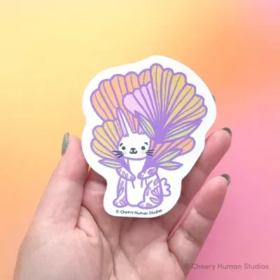 Sticker, Rabbit & Bouquet Sticker, Rabbit & Bouquet