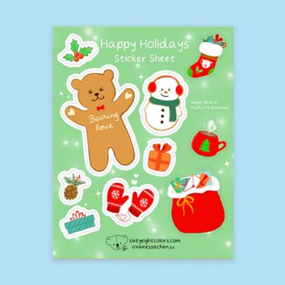 Happy Holidays Sticker Sheet Happy Holidays Sticker Sheet