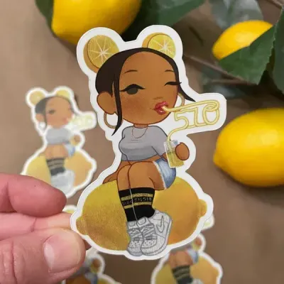 Lemonade Girl Sticker, Lemon Lemonade Girl Sticker, Lemon