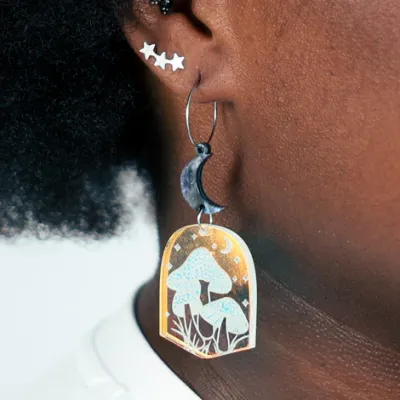 Mushroom Landscape Hoop Earrings Mushroom Landscape Hoop Earrings