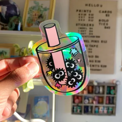 Soot Sprite Boba Suncatcher Sticker