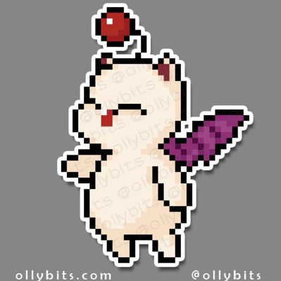 Winged Pom Pom Vinyl Sticker Pixel Art Winged Pom Pom Vinyl Sticker Pixel Art