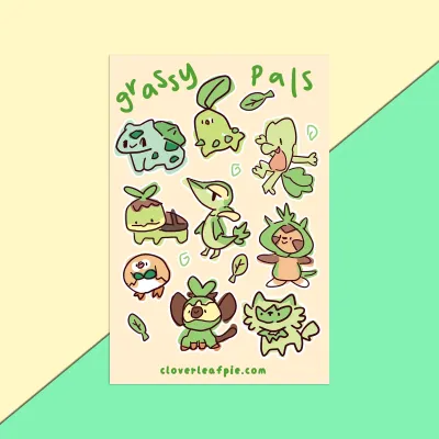 Sticker Sheet, Grassy Pals Sticker Sheet, Grassy Pals