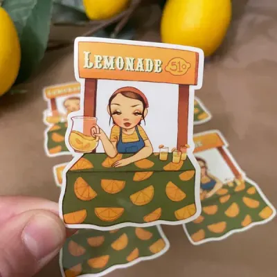 Lemonade Girl Sticker, Lemonade Stand Lemonade Girl Sticker, Lemonade Stand