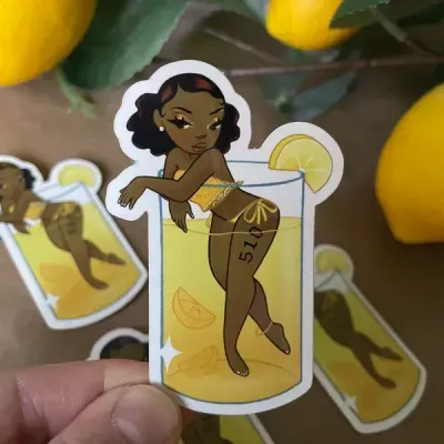 Lemonade Girl Sticker, Cup Lemonade Girl Sticker, Cup