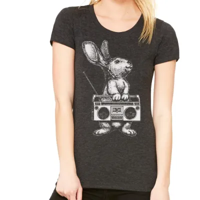 Bunny Boom Box, Heather Charcoal Tee Bunny Boom Box, Heather Charcoal Tee