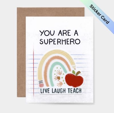 Teacher Superhero Sticker Card – CS TEA 001 Teacher Superhero Sticker Card – CS TEA 001