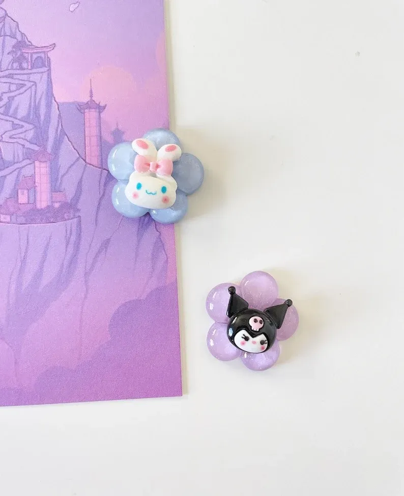 Kuromi &amp; Cinna Flower Magnets