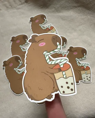 Capybara Boba Sticker