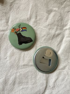 Pride Flag Combat Boot Bottle Opener Magnet