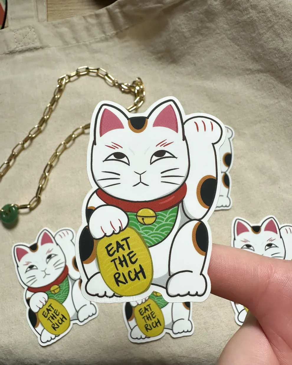 Eat The Rich Lucky Cat Sticker