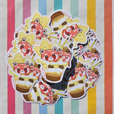 Red Panda Parfait Sticker