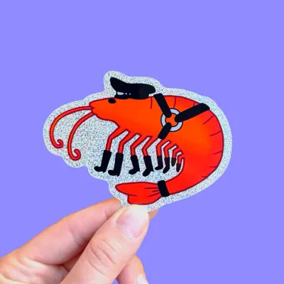 Shrimp Daddy Glitter Sticker