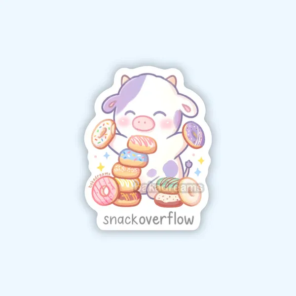 Snack Overflow Cow Sticker