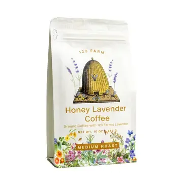 Honey Lavender Coffee, Organic Medium Roast, 10oz Pouch (by 123Farm)
