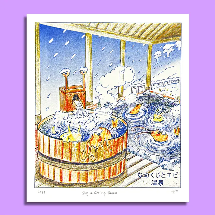 Slugs and Shrimp Onsen Print