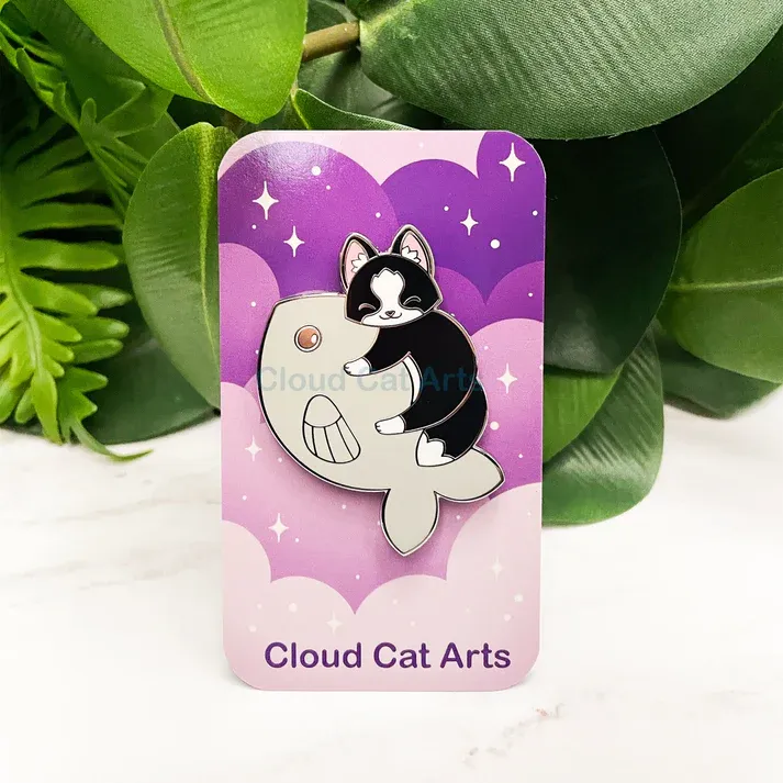 Enamel Pin, Silver Fish Kitty