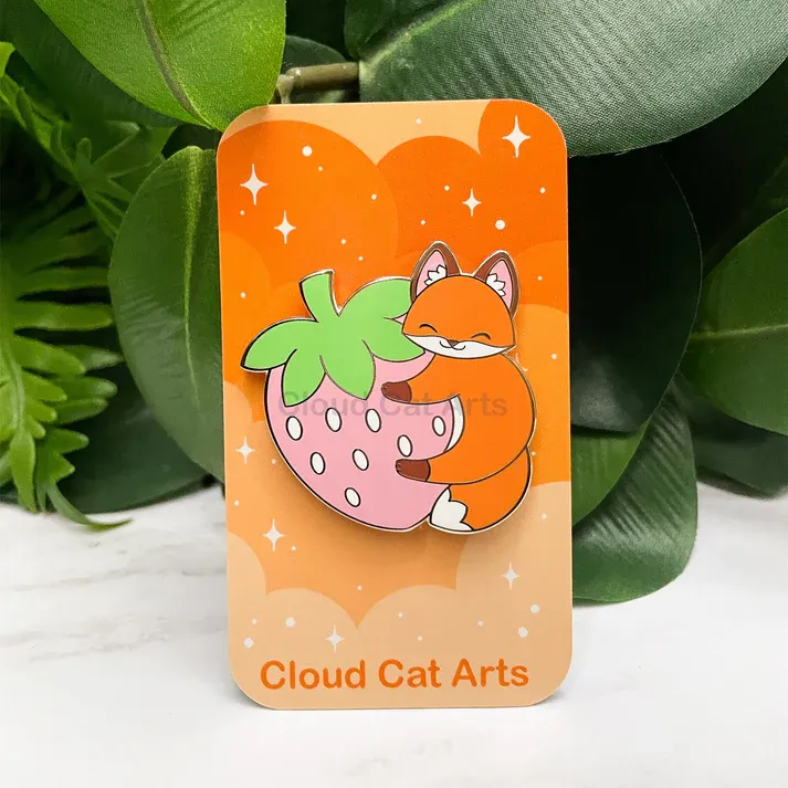 Enamel Pin, Strawberry Fox