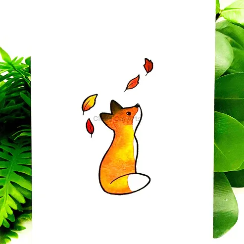 Fox in the Leaves - Autumn Art Print