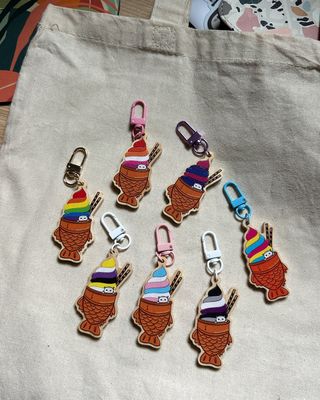 Ice Cream Taiyaki Wooden Keychain Ice Cream Taiyaki Wooden Keychain