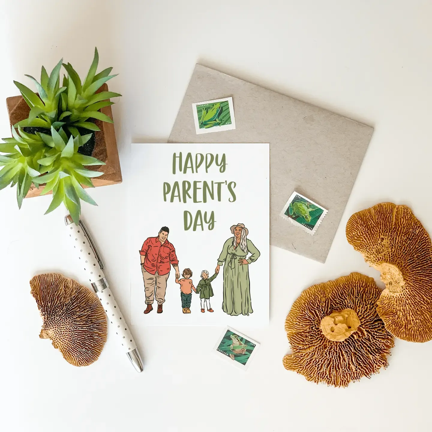 Happy Parent's Day Family Greeting Card (by Bean Horse Car Designs)