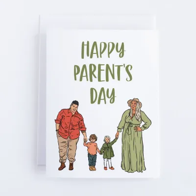 Happy Parent's Day Family Greeting Card (by Bean Horse Car Designs)