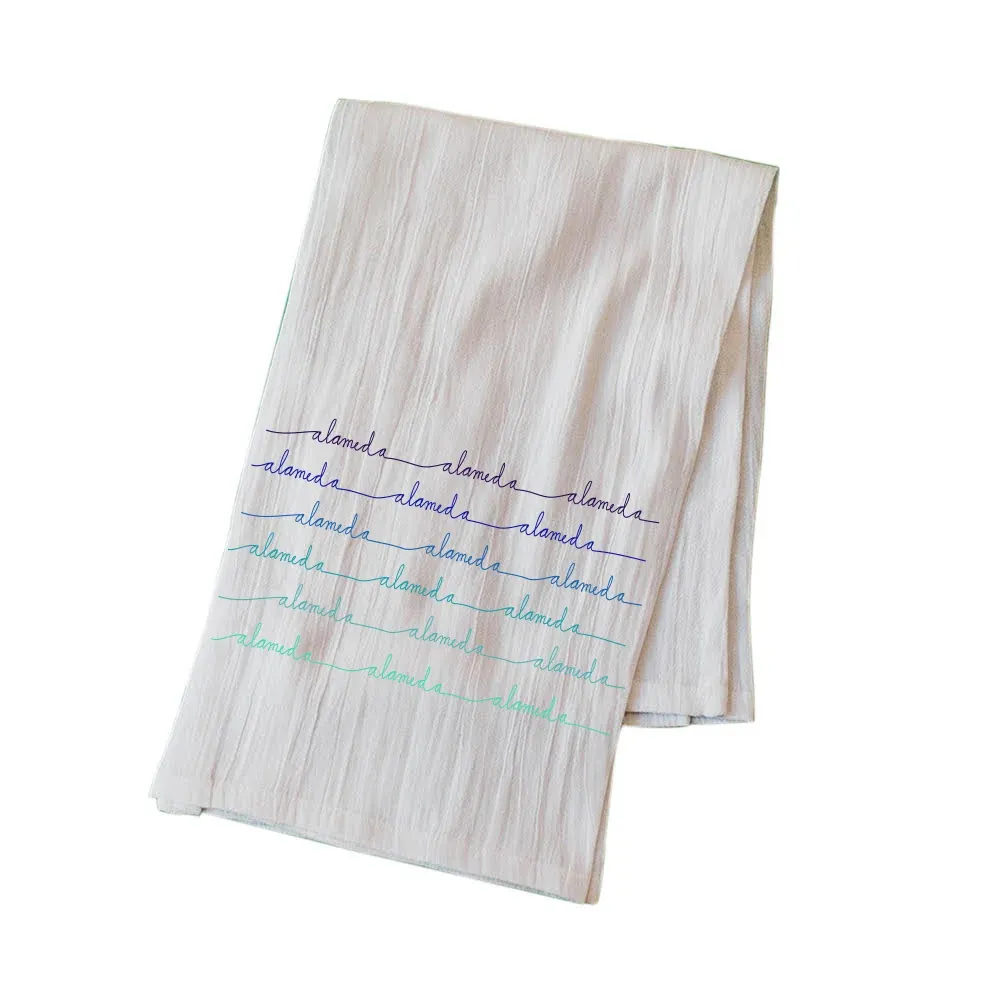 Alameda Blue Wave Flour Sack Kitchen Towel Alameda Blue Wave Flour Sack Kitchen Towel