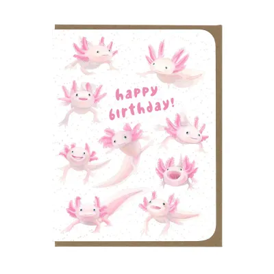 Axolotls Birthday Card (by Amy Rose Moore Illus.) Axolotls Birthday Card (by Amy Rose Moore Illus.)