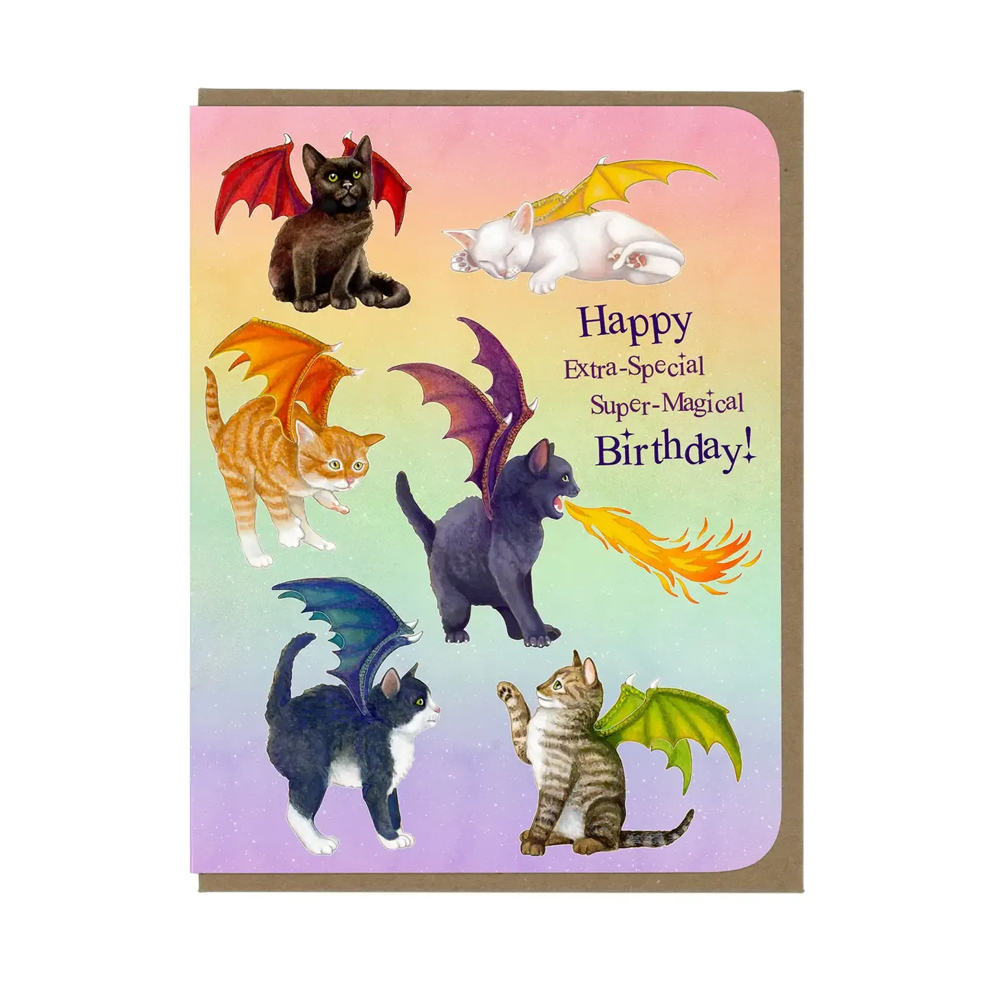 Super Magical Dragon Kittens Birthday Card (by Amy Rose Moore Illus.)
