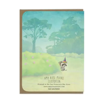 Raccoon Party Birthday Card (by Amy Rose Moore Illus.)