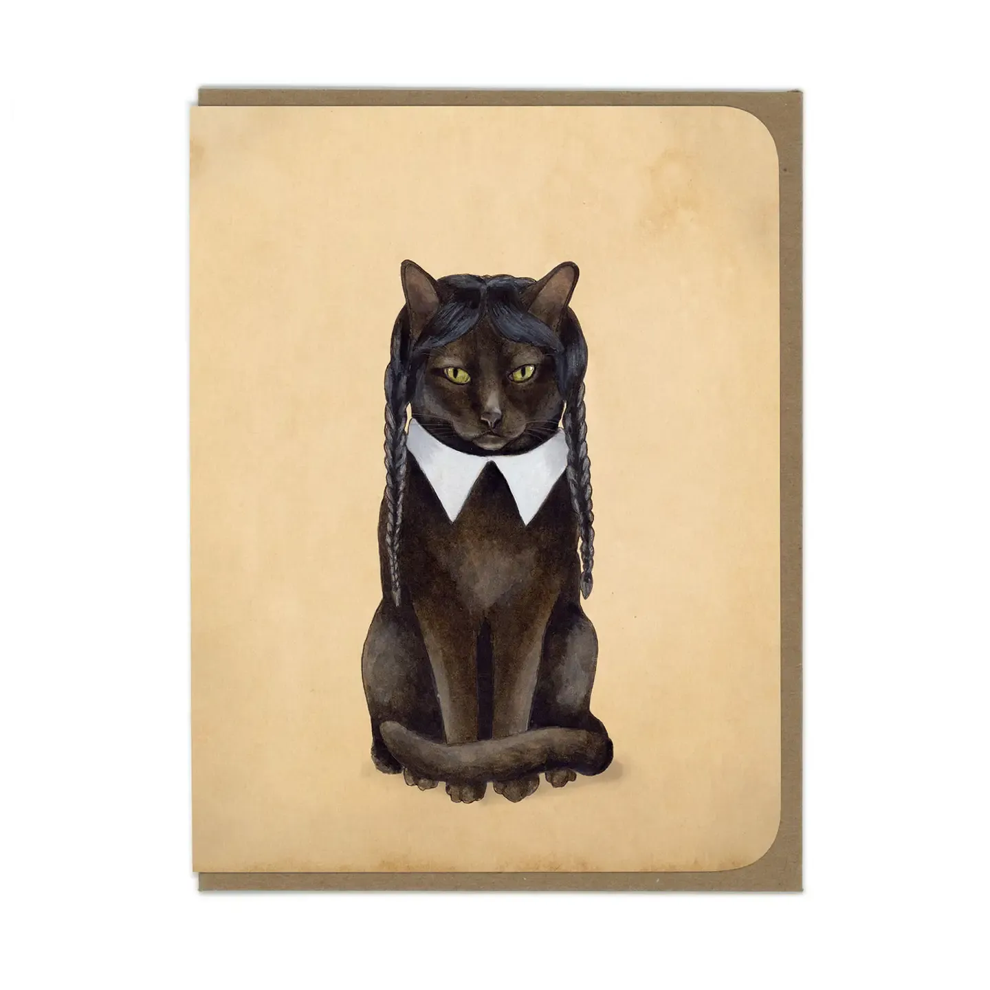 Spooky Kitty Wednesday Halloween Card (by Amy Rose Illus.)