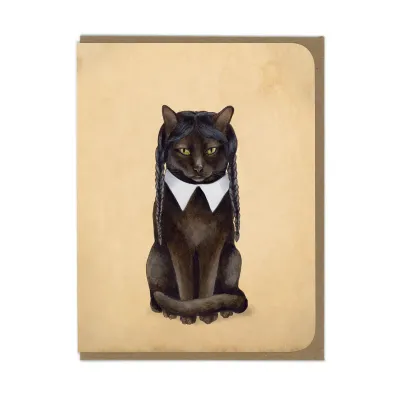 Spooky Kitty Wednesday Halloween Card (by Amy Rose Illus.)