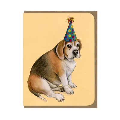 Dog with Part Hat Birthday Card (by Amy Rose Ilus.)