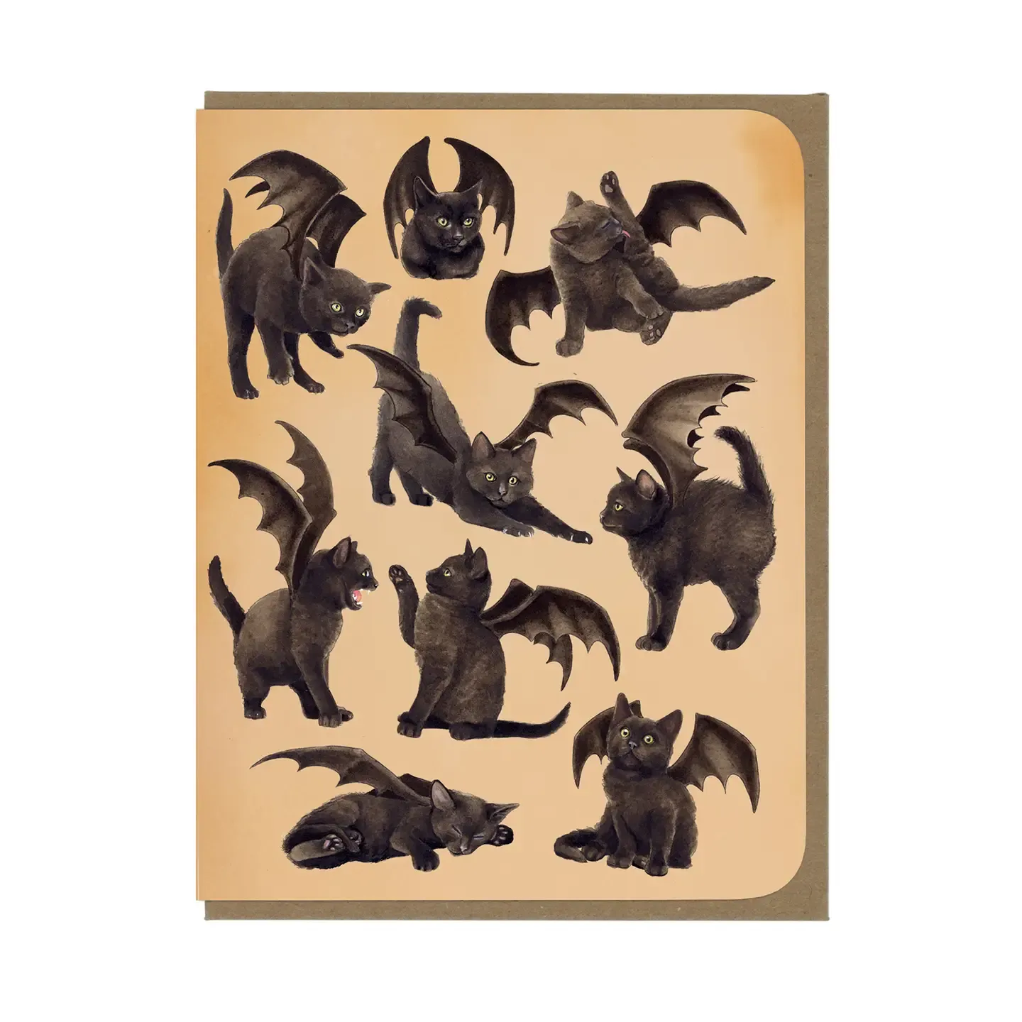 Bat Kittens All Over Card (by Amy Rose Illus.)