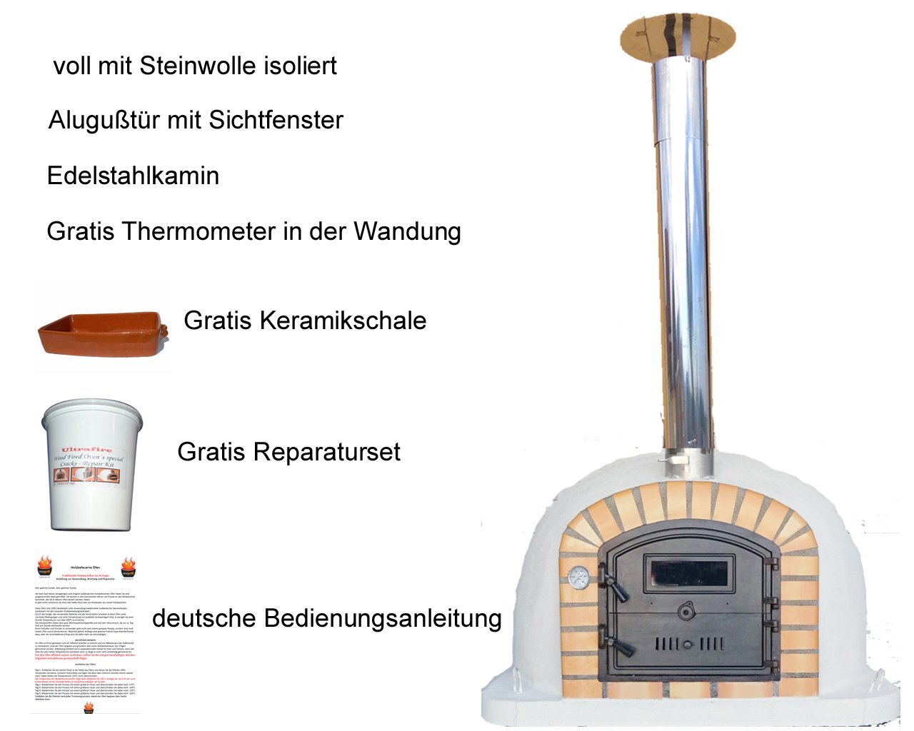 Holzbackofen Lissabon AL 100x100 cm