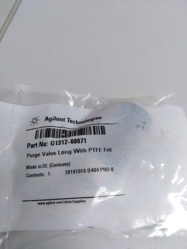 Agilent purge valve long with PTFE Frit  &quot;NEW&quot;