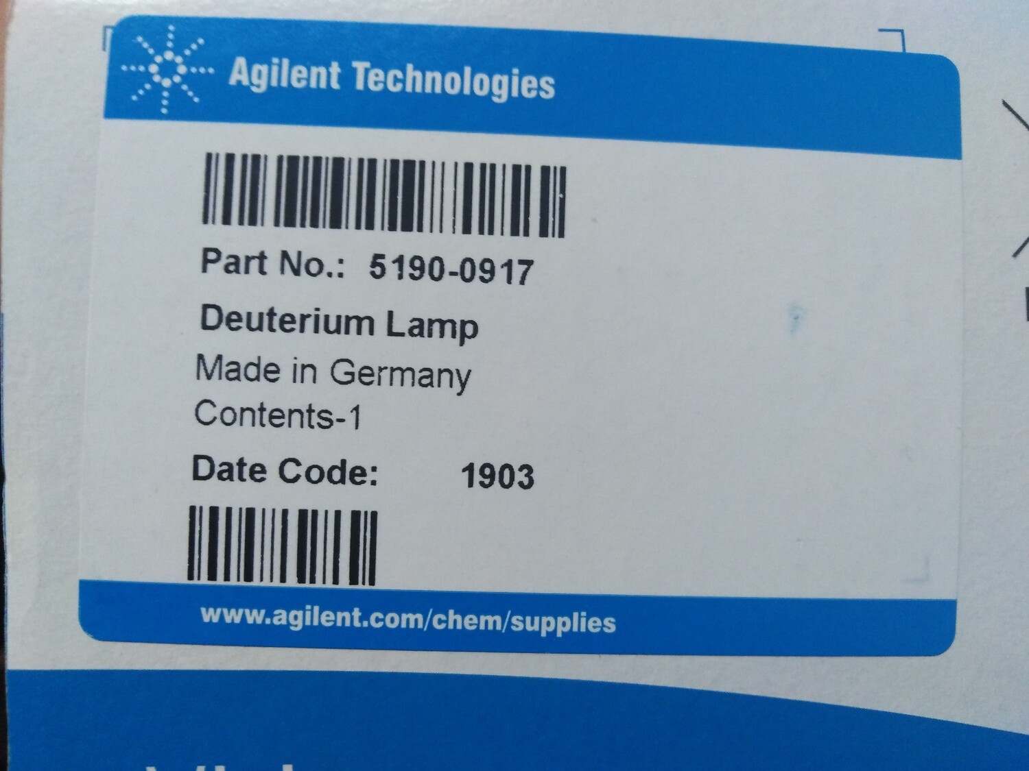 New Agilent DAD Lamp