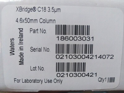 XBridge BEH C18 Column, 130Å, 3.5 µm, 4.6 mm X 50 mm