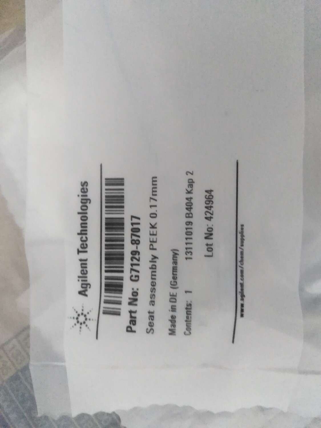 Agilent Seat assembly PEEK 0.17mm &quot;NEW&quot;