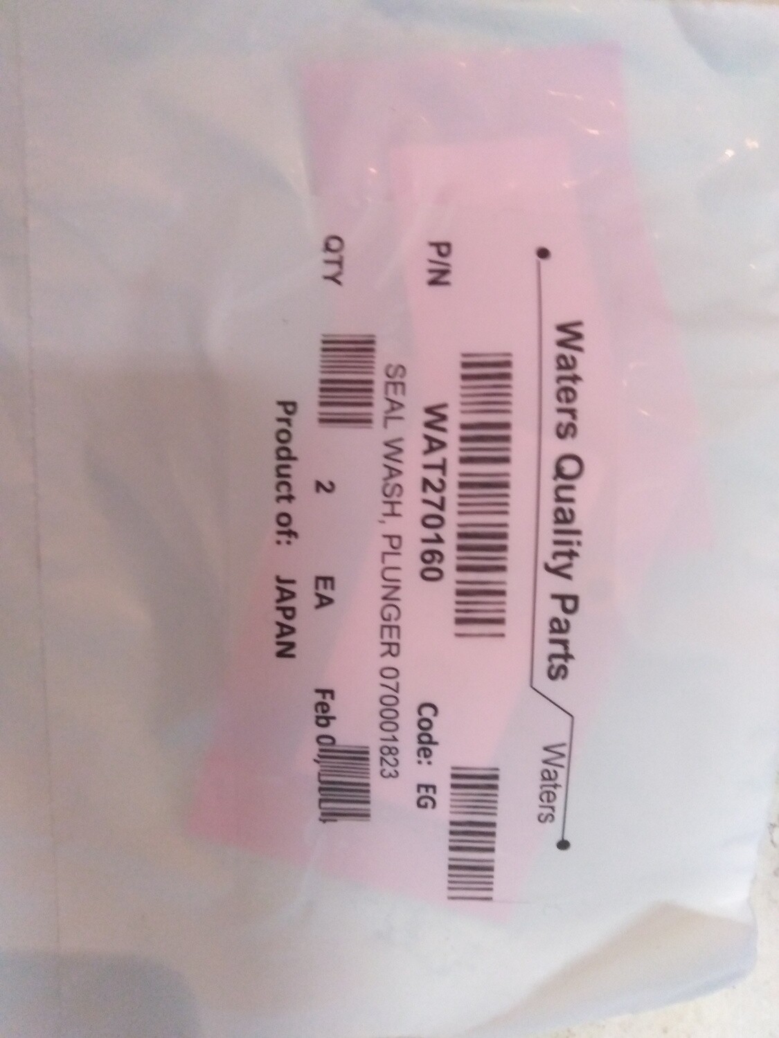 Waters Plunger seal wash seal, 2/PKG &quot;NEW&quot;