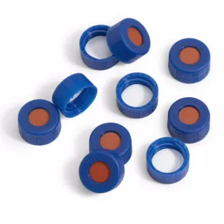 Agilent Blue Screw Cap with Bonded PTFE/Red Silicone Septum – 100/Pk | P/N 5190-7024