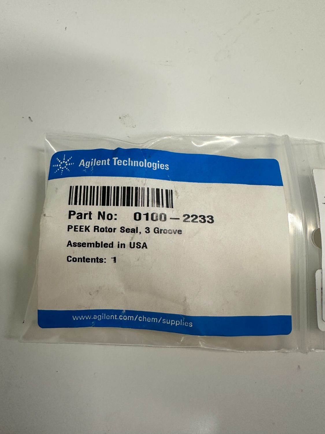 Agilent Rotor Seal for 2-Position / 6-Port Valve, 400 bar (P/N: 0100-2233)