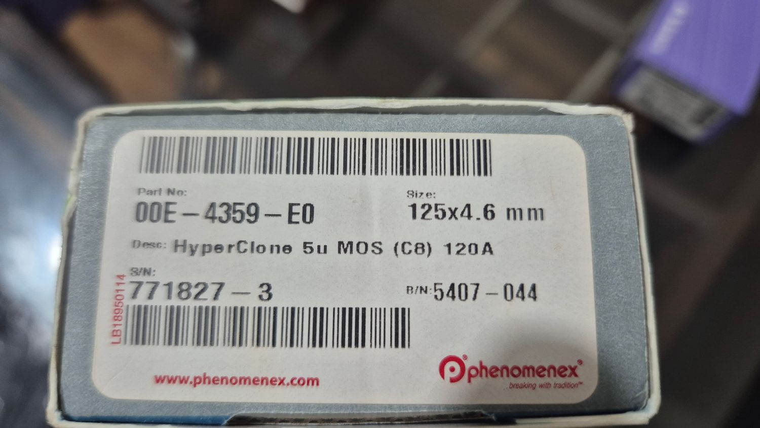 Phenomenex HyperClone MOS (C8) HPLC Column, 4.6 × 125 mm | P/N: 00E-4359-E0