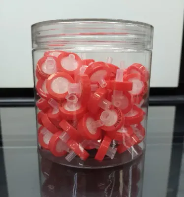 (0.22 μm) 25 mm Hydrophobic PTFE Syringe Filter | Polypropylene Housing (Red) | P/N: FE2522